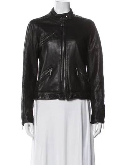 Pre-owned Michael Kors Leather Biker Jacket In Black