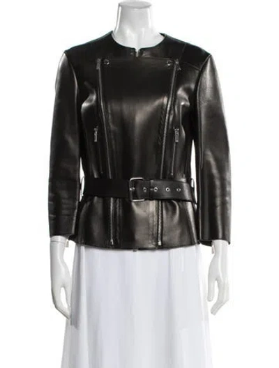 Pre-owned Michael Kors Leather Biker Jacket In Black