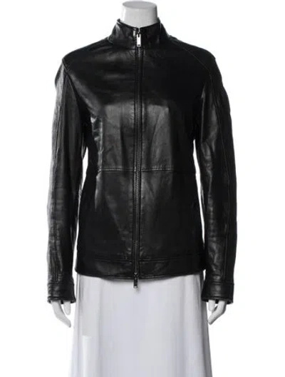 Pre-owned Michael Kors Leather Biker Jacket In Black