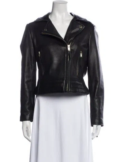 Pre-owned Michael Kors Leather Biker Jacket In Multi