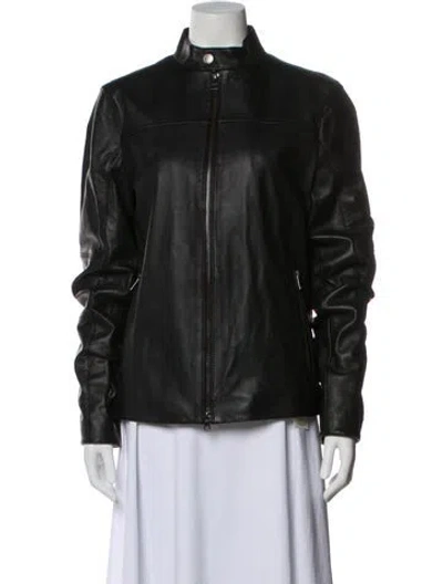 Pre-owned Michael Kors Leather Biker Jacket W/ Tags In Green