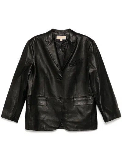 Michael Kors Leather Blazer In Black