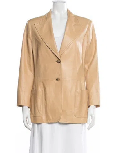 Pre-owned Michael Kors Leather Blazer In Neutral