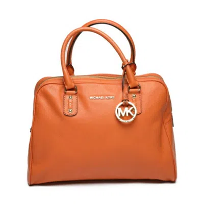 Pre-owned Michael Kors Leather Boston Bag Handbag Shoulder Bag () In Orange