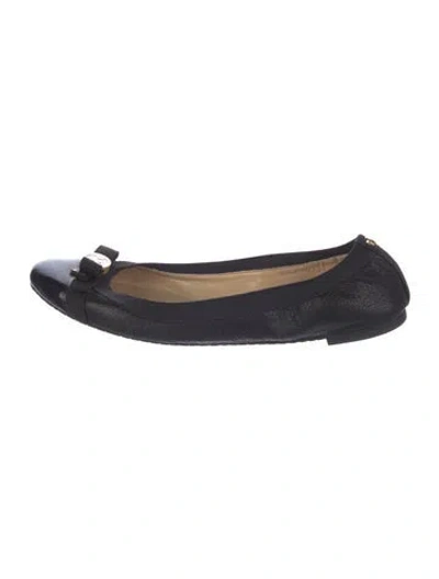 Pre-owned Michael Kors Leather Bow Accents Ballet Flats In Blue