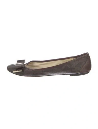Pre-owned Michael Kors Leather Bow Accents Ballet Flats In Brown