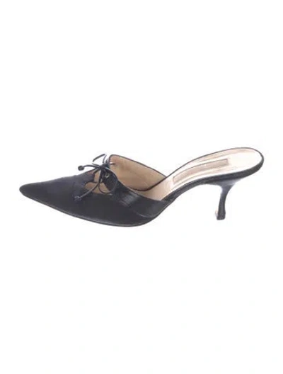 Pre-owned Michael Kors Leather Bow Accents Mules In Blue