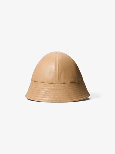 Michael Kors Leather Bucket Hat In Natural In Brown