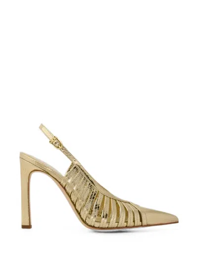 Michael Kors Leather Caged Sandals In Gold