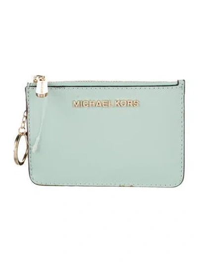 Pre-owned Michael Kors Leather Card Holder In Blue