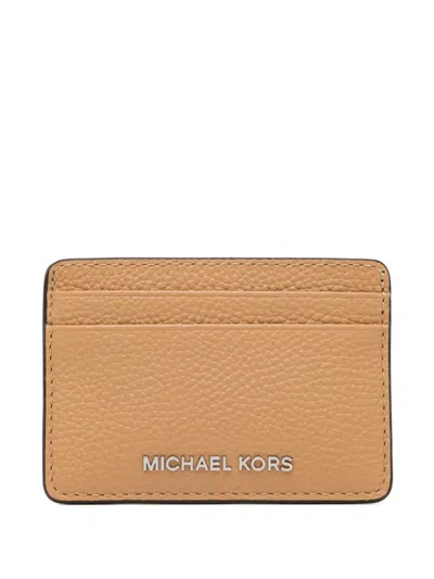 Michael Kors Leather Card Holder In Brown
