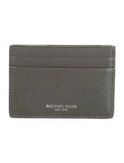 Pre-owned Michael Kors Leather Card Holder In Grey