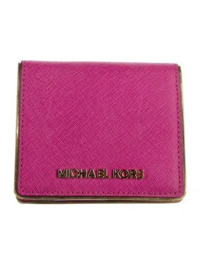Pre-owned Michael Kors Leather Card Holder In Pink