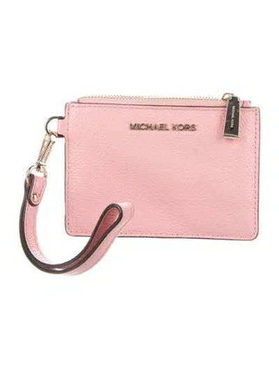 Pre-owned Michael Kors Leather Card Holder In Pink