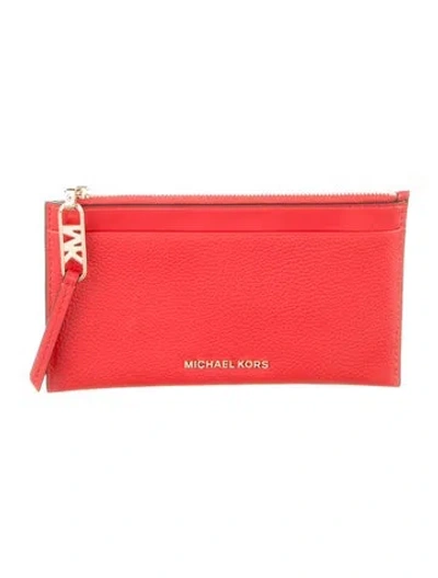 Pre-owned Michael Kors Leather Card Holder In Red