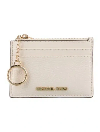 Pre-owned Michael Kors Leather Card Holder In White