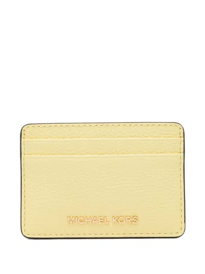 Michael Kors Leather Card Holder In Yellow