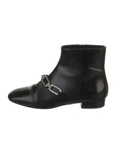 Pre-owned Michael Kors Leather Chain-link Accents Boots In Black