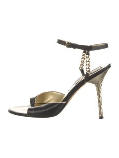 Pre-owned Michael Kors Leather Chain-link Accents Sandals In Multi