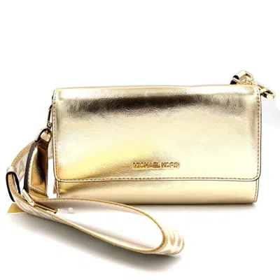 Pre-owned Michael Kors Leather Chain/shoulder Wallet () In Gold