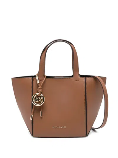 Michael Kors Leather Charm Tote Bag In Brown