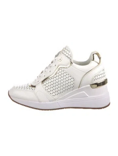 Pre-owned Michael Kors Leather Chunky Sneakers In White