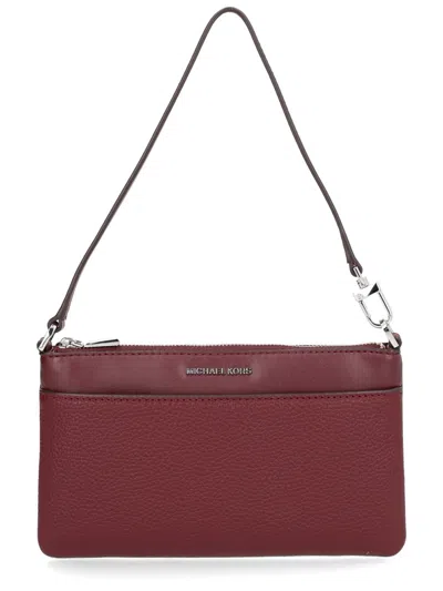 Michael Kors Leather Clutch Bag In Burgundy