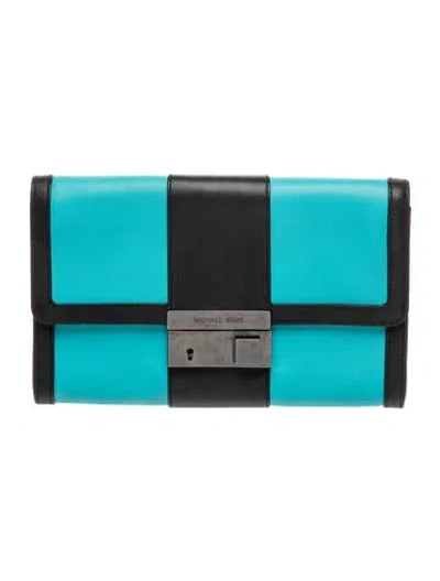 Pre-owned Michael Kors Leather Clutch In Blue