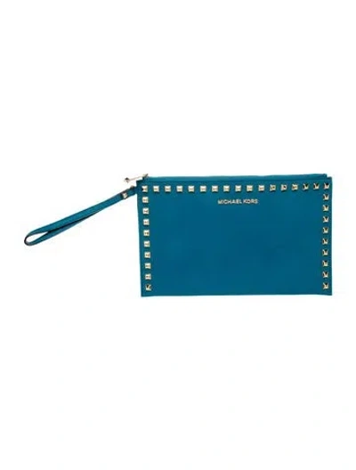 Pre-owned Michael Kors Leather Clutch In Blue