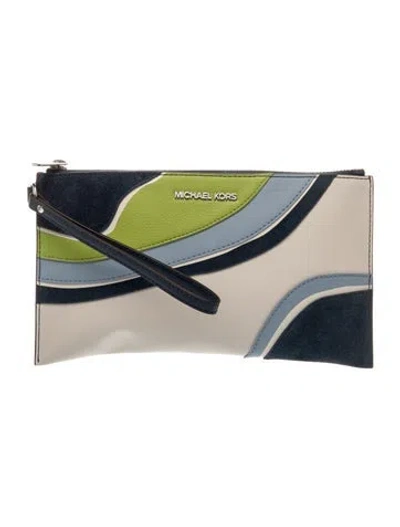 Pre-owned Michael Kors Leather Clutch In Blue