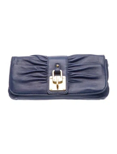 Pre-owned Michael Kors Leather Clutch In Blue