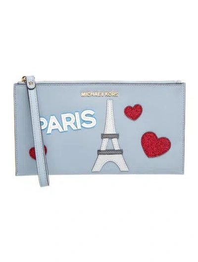 Pre-owned Michael Kors Leather Clutch In Blue