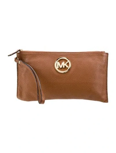 Pre-owned Michael Kors Leather Clutch In Brown