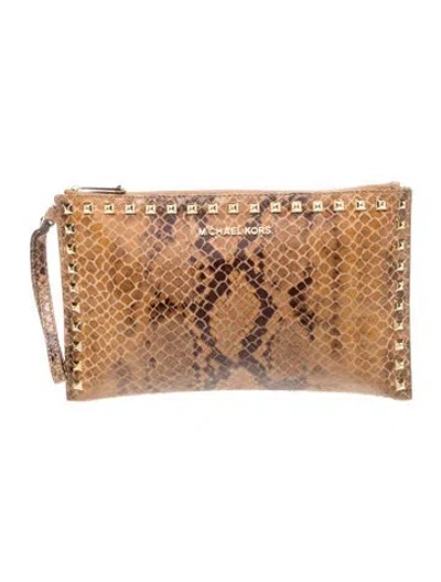 Pre-owned Michael Kors Leather Clutch In Brown