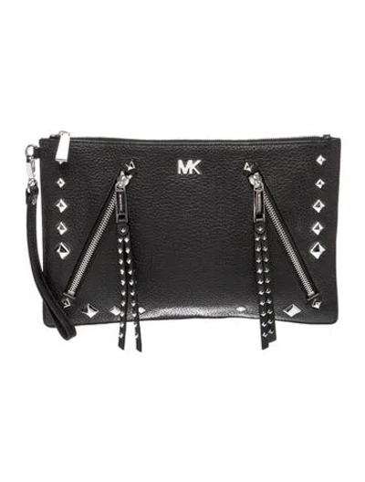 Pre-owned Michael Kors Leather Clutch In Gray