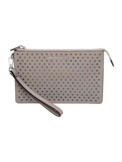 Pre-owned Michael Kors Leather Clutch In Gray
