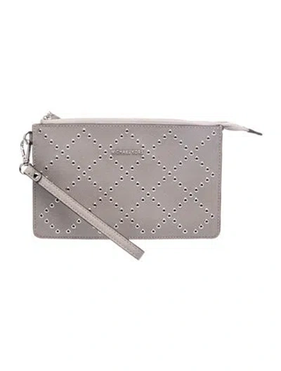 Pre-owned Michael Kors Leather Clutch In Gray