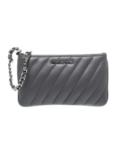 Pre-owned Michael Kors Leather Clutch In Gray