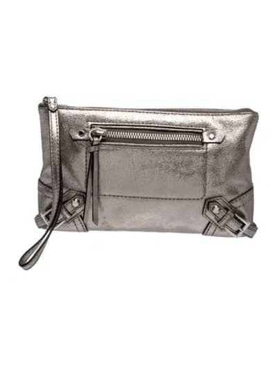 Pre-owned Michael Kors Leather Clutch In Gray