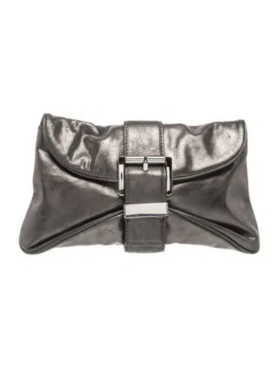 Pre-owned Michael Kors Leather Clutch In Gray