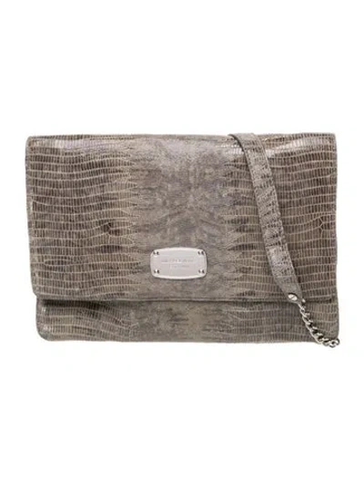 Pre-owned Michael Kors Leather Clutch In Grey