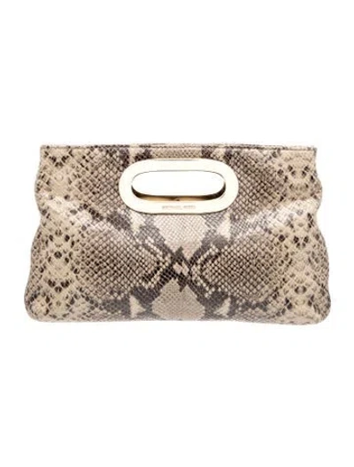 Pre-owned Michael Kors Leather Clutch In Neutrals