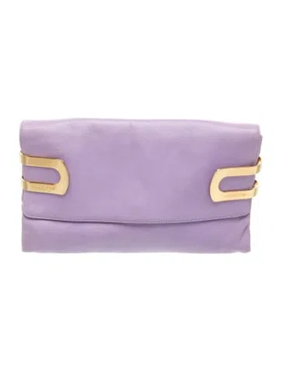 Pre-owned Michael Kors Leather Clutch In Purple