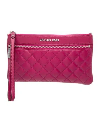 Pre-owned Michael Kors Leather Clutch In Purple