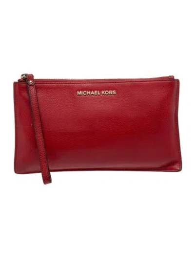 Pre-owned Michael Kors Leather Clutch In Red