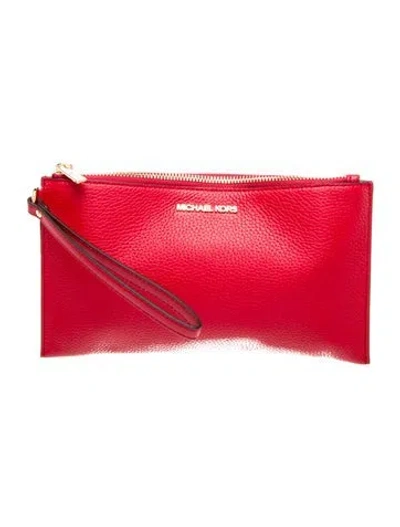 Pre-owned Michael Kors Leather Clutch In Red