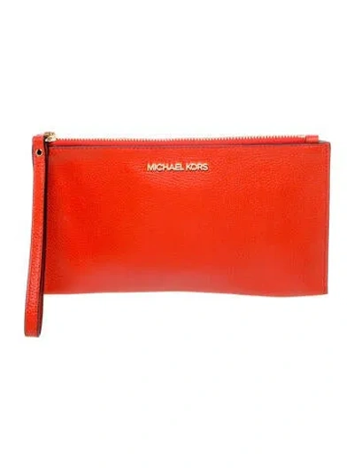 Pre-owned Michael Kors Leather Clutch In Red
