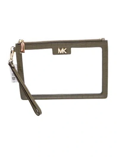 Pre-owned Michael Kors Leather Clutch W/ Tags In Green