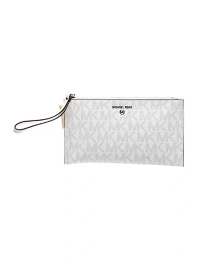 Pre-owned Michael Kors Leather Clutch W/ Tags In White