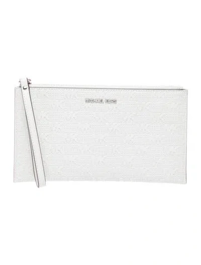Pre-owned Michael Kors Leather Clutch In White
